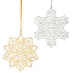 Clearance 2023 Sterling Silver Star And Snowflake Ornament Set Ornaments