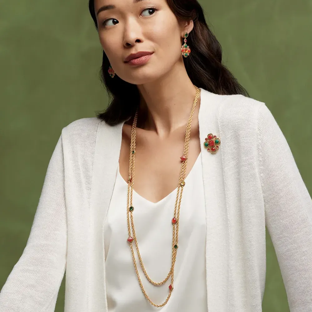 Hot Algerian Cluster Double-Strand Station Necklace And Drop Earrings Set Jewelry Sets