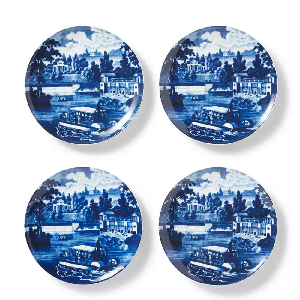 Discount Blue & White American River View Salad Plate Set Tableware