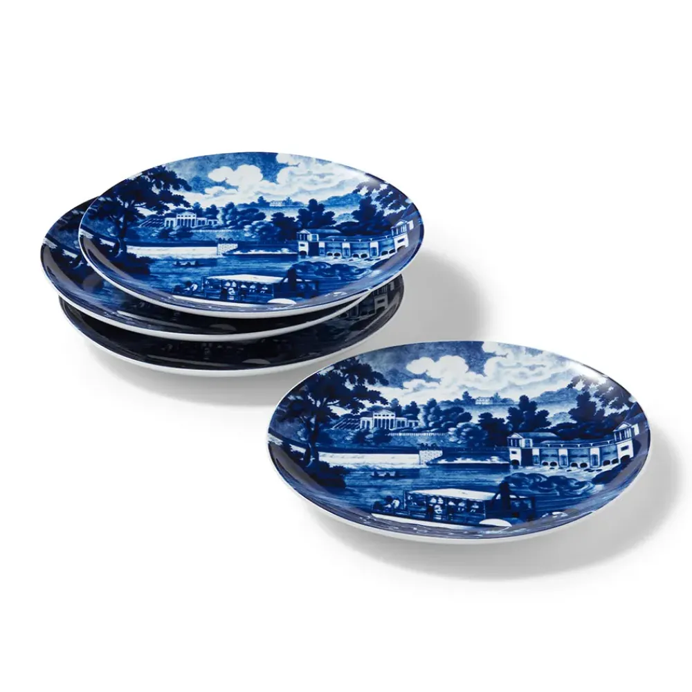 Discount Blue & White American River View Salad Plate Set Tableware