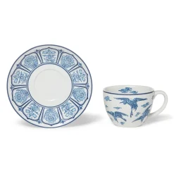Outlet Blue & White Cranes Teacup And Saucer Tableware