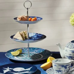 New Blue & White Three-Tier Server Tableware