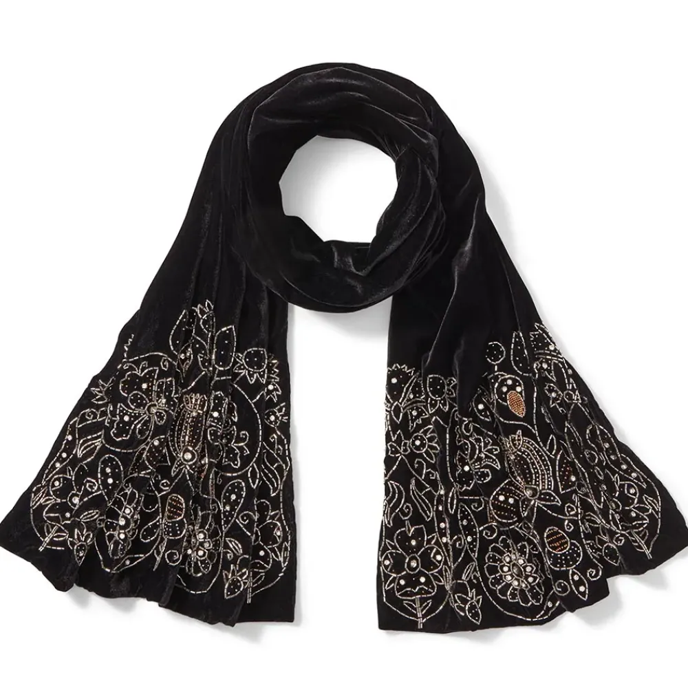 New British Floral Beaded Scarf Scarves & Wraps