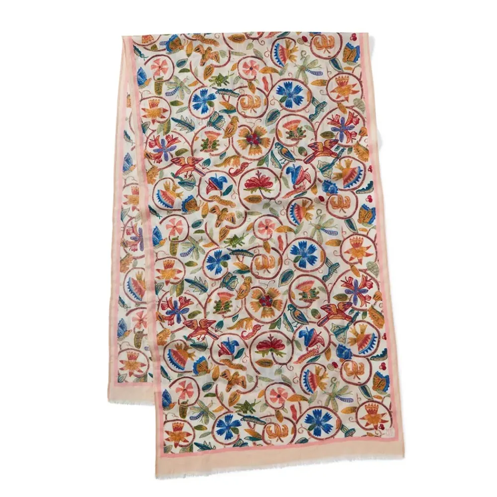 Best British Flowering Vines Embroidered Oblong Scarf Scarves & Wraps
