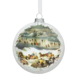 Fashion Currier & Ives Central Park In Winter Glitter And Glass Disc Ornament Ornaments