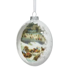 Fashion Currier & Ives Central Park In Winter Glitter And Glass Disc Ornament Ornaments