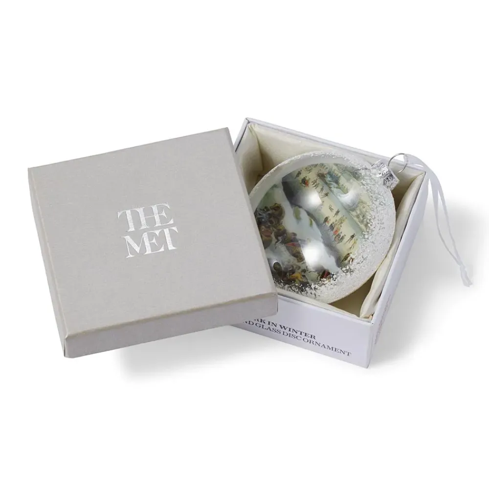 Fashion Currier & Ives Central Park In Winter Glitter And Glass Disc Ornament Ornaments