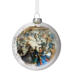 Hot Currier & Ives Snowscapes Glass Disc Ornament Set Ornaments