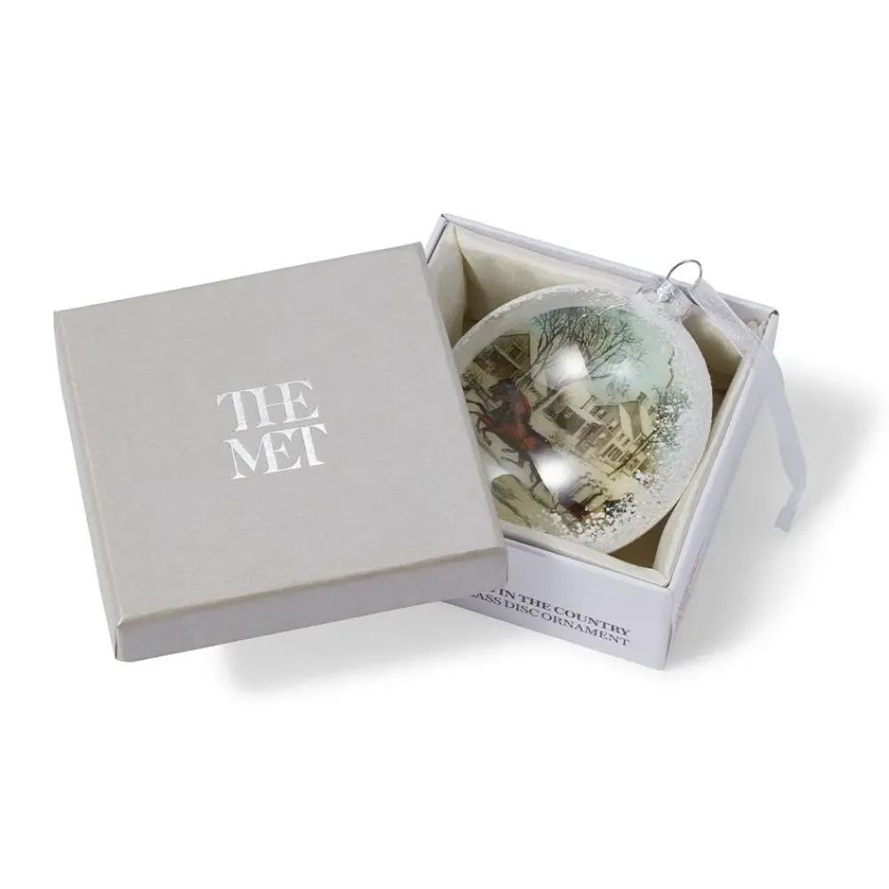 Outlet Currier & Ives Winter Morning In The Country Glitter And Glass Disc Ornament Ornaments