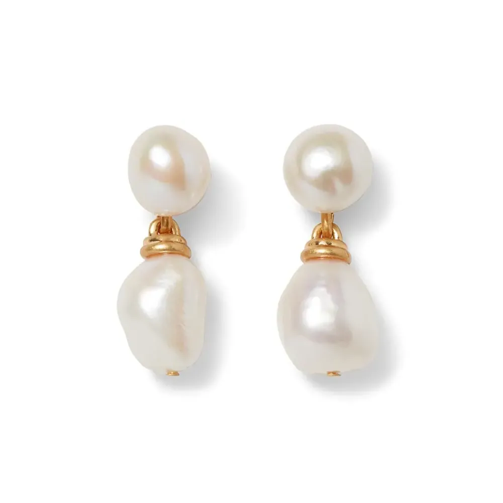 Fashion Cypriot Twist Pearl Double-Drop Earrings Earrings