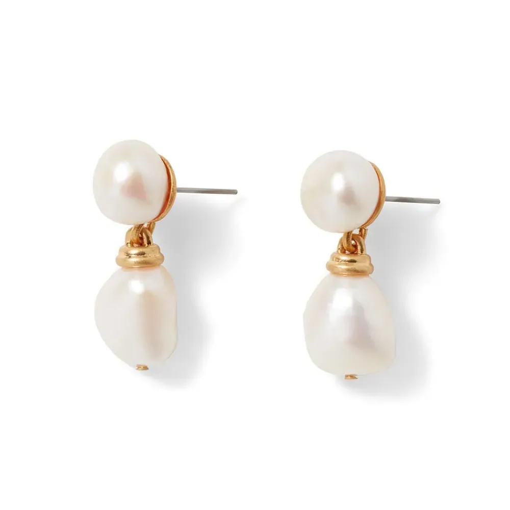 Fashion Cypriot Twist Pearl Double-Drop Earrings Earrings