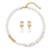 Clearance Cypriot Twist Pearl Necklace And Triple-Hoop Earrings Set Jewelry Sets
