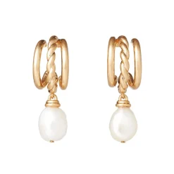 Discount Cypriot Twist Pearl Triple-Hoop Earrings Earrings