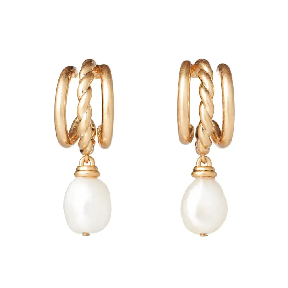 Discount Cypriot Twist Pearl Triple-Hoop Earrings Earrings
