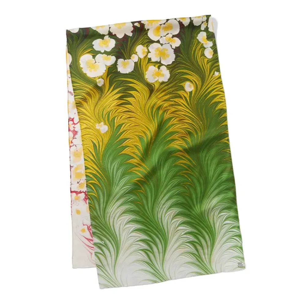 Hot Daisy Garden Marbled Paper Oblong Silk Scarf Scarves & Wraps