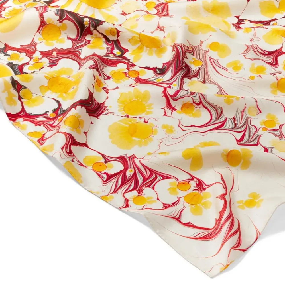 Hot Daisy Garden Marbled Paper Oblong Silk Scarf Scarves & Wraps