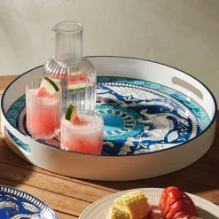 Online De Morgan Stylized Dragons Lacquer Tray Decorative Accents