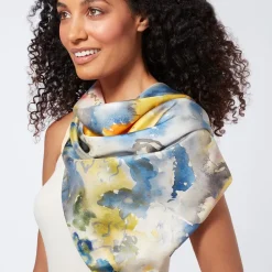 Online Demuth Yellow And Blue Watercolor Square Silk Scarf Scarves & Wraps