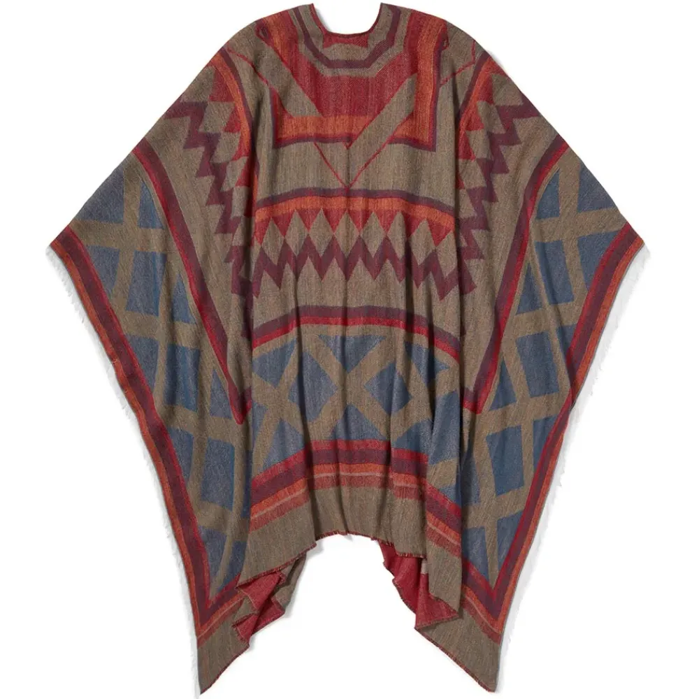 Clearance Egyptian Antinopolis Mosaic-Pattern Oversize Ruana Clothing