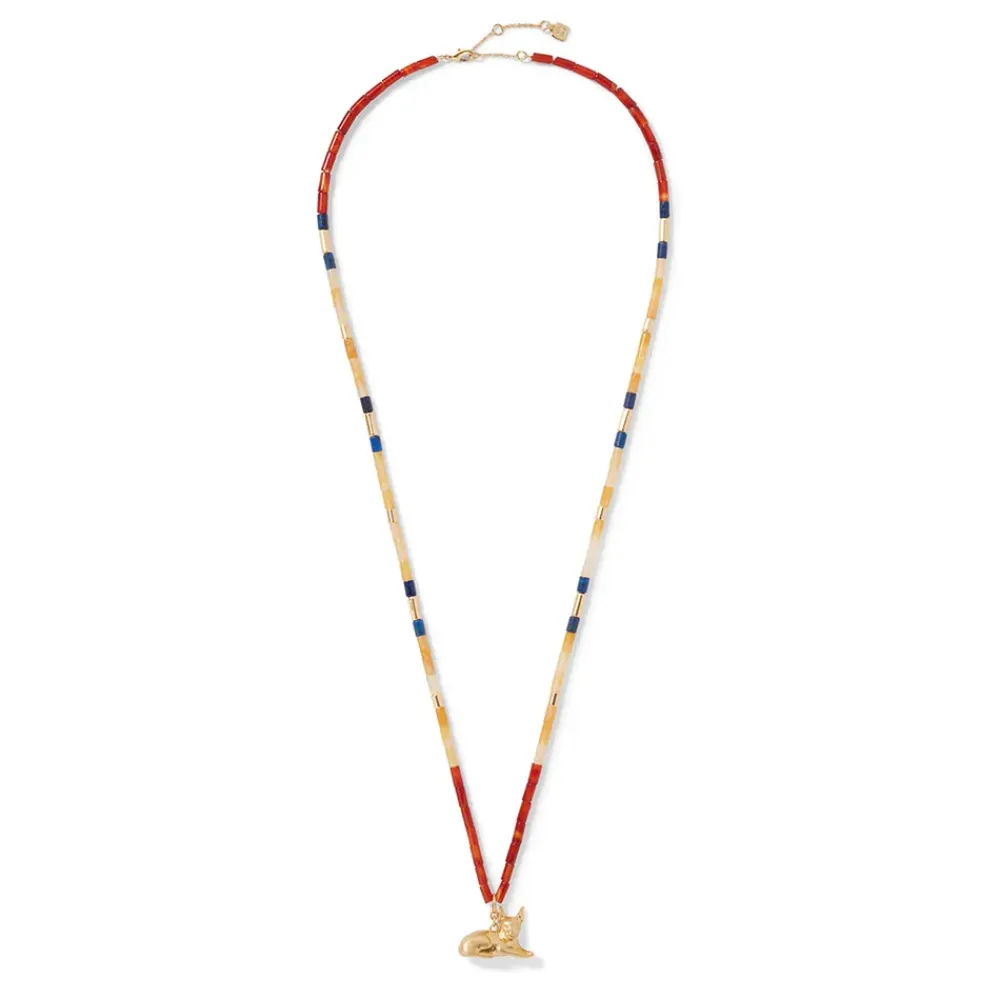 Online Egyptian New Kingdom Cat Beaded Pendant Necklace Necklaces