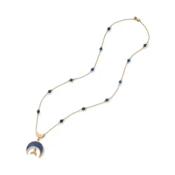 Sale Fatimid Lapis Crescent Long Beaded Chain Pendant Necklace Necklaces