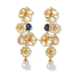 Hot Floral Cluster Statement Drop Earrings Earrings