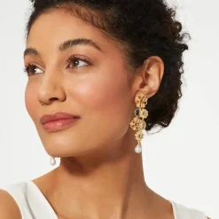 Hot Floral Cluster Statement Drop Earrings Earrings