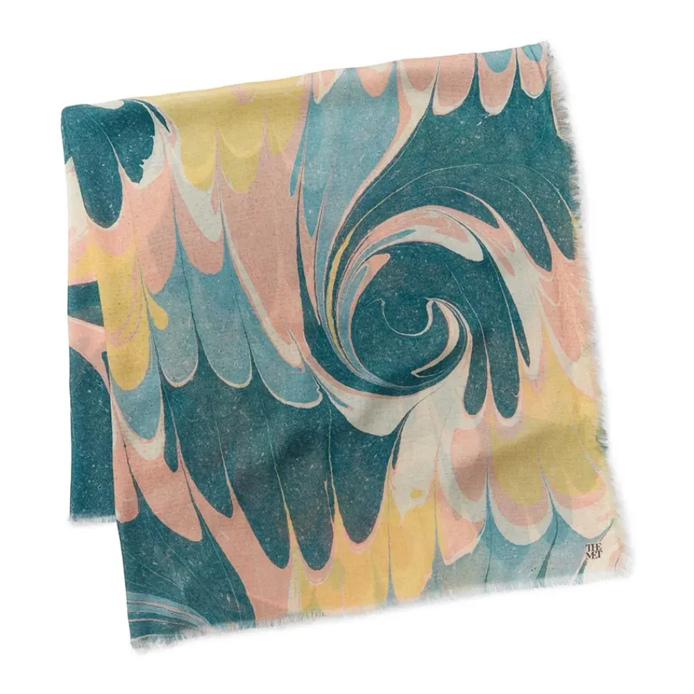 Best French Marbled Paper Square Silk Scarf Scarves & Wraps