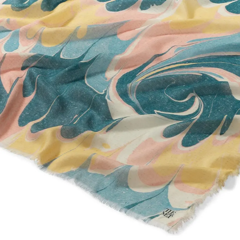 Best French Marbled Paper Square Silk Scarf Scarves & Wraps