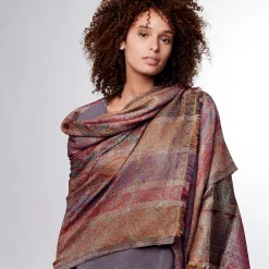Sale French Paisley Striped Oversize Wool-Blend Shawl Scarves & Wraps