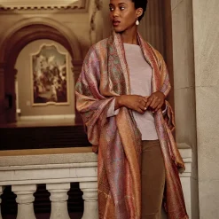 Sale French Paisley Striped Oversize Wool-Blend Shawl Scarves & Wraps