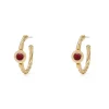 Sale Garnet Cabochon Twisted Hoop Earrings Earrings