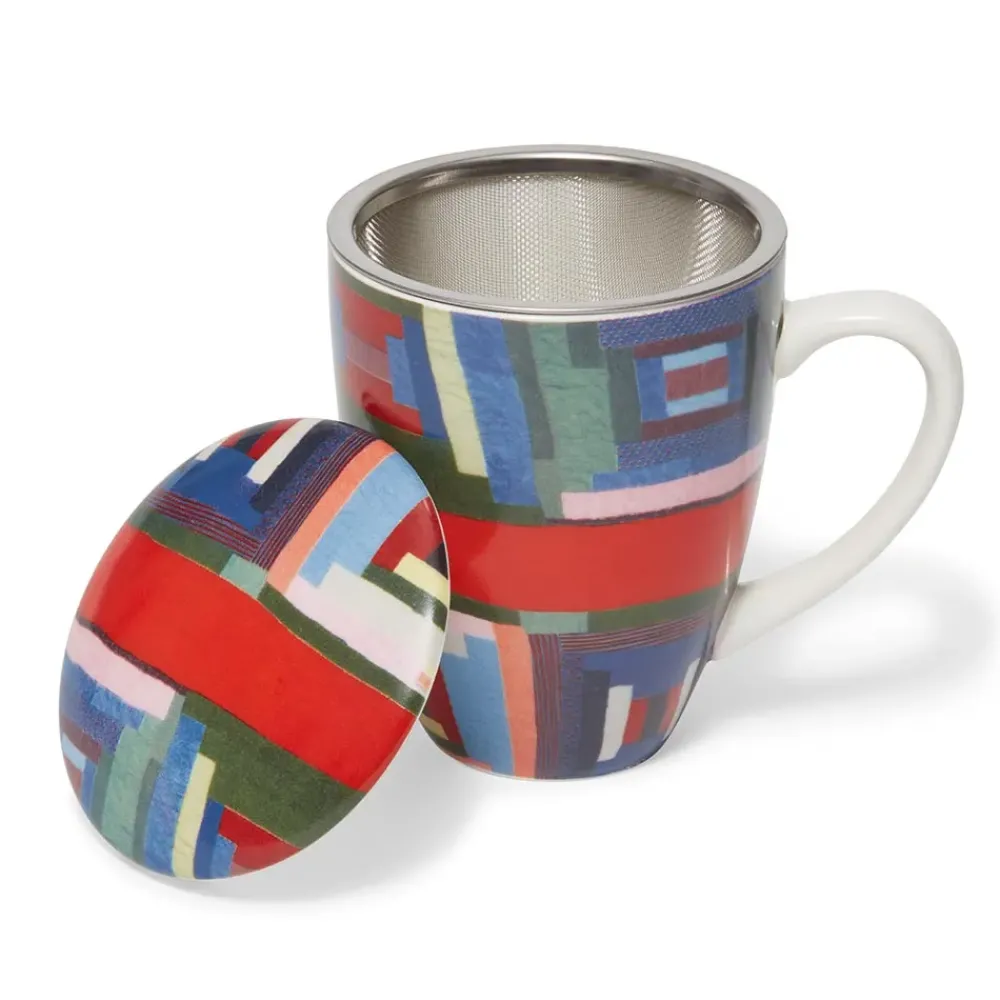 Hot Gee'S Bend Pettway Quilt Design Covered Mug With Tea Infuser Tableware