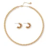 Sale Golden Disc Necklace And Huggie Earrings Set Jewelry Sets