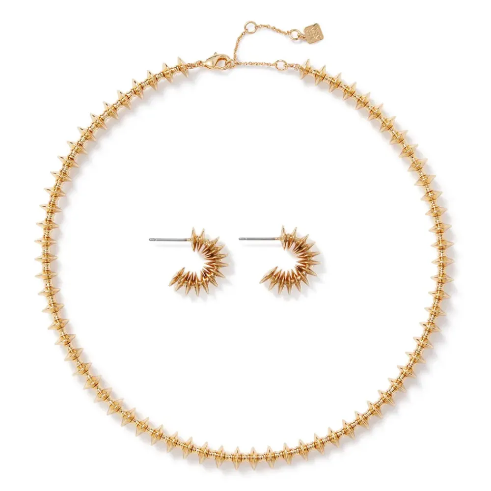 Sale Golden Disc Necklace And Huggie Earrings Set Jewelry Sets