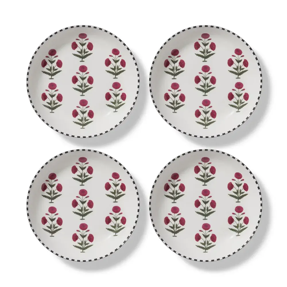 Hot Good Earth Blooming Poppies Pasta Plate Set Tableware