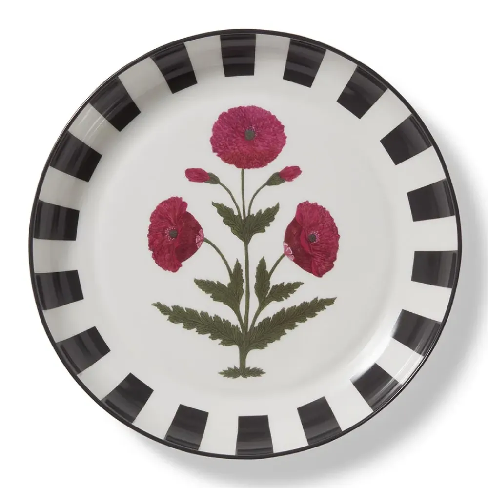 Outlet Good Earth Blooming Poppies Bordered Round Serving Dish Tableware