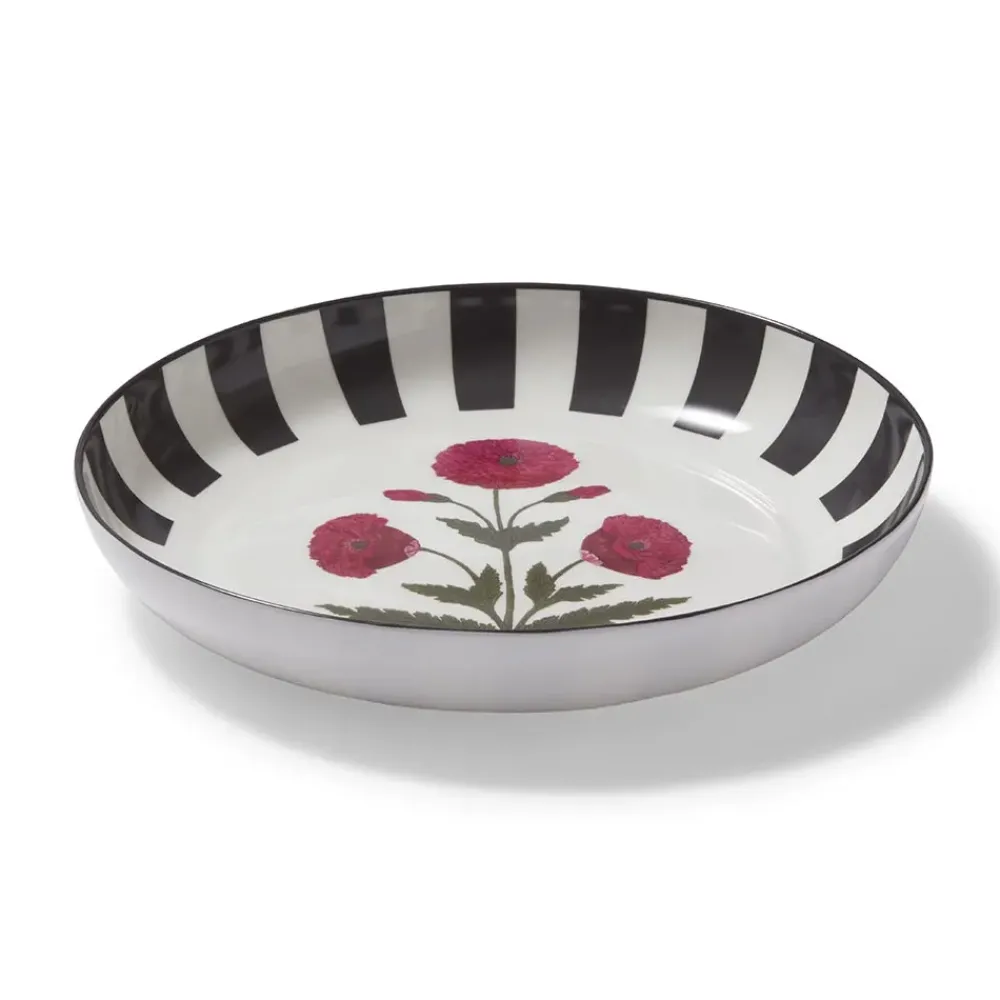 Outlet Good Earth Blooming Poppies Bordered Round Serving Dish Tableware