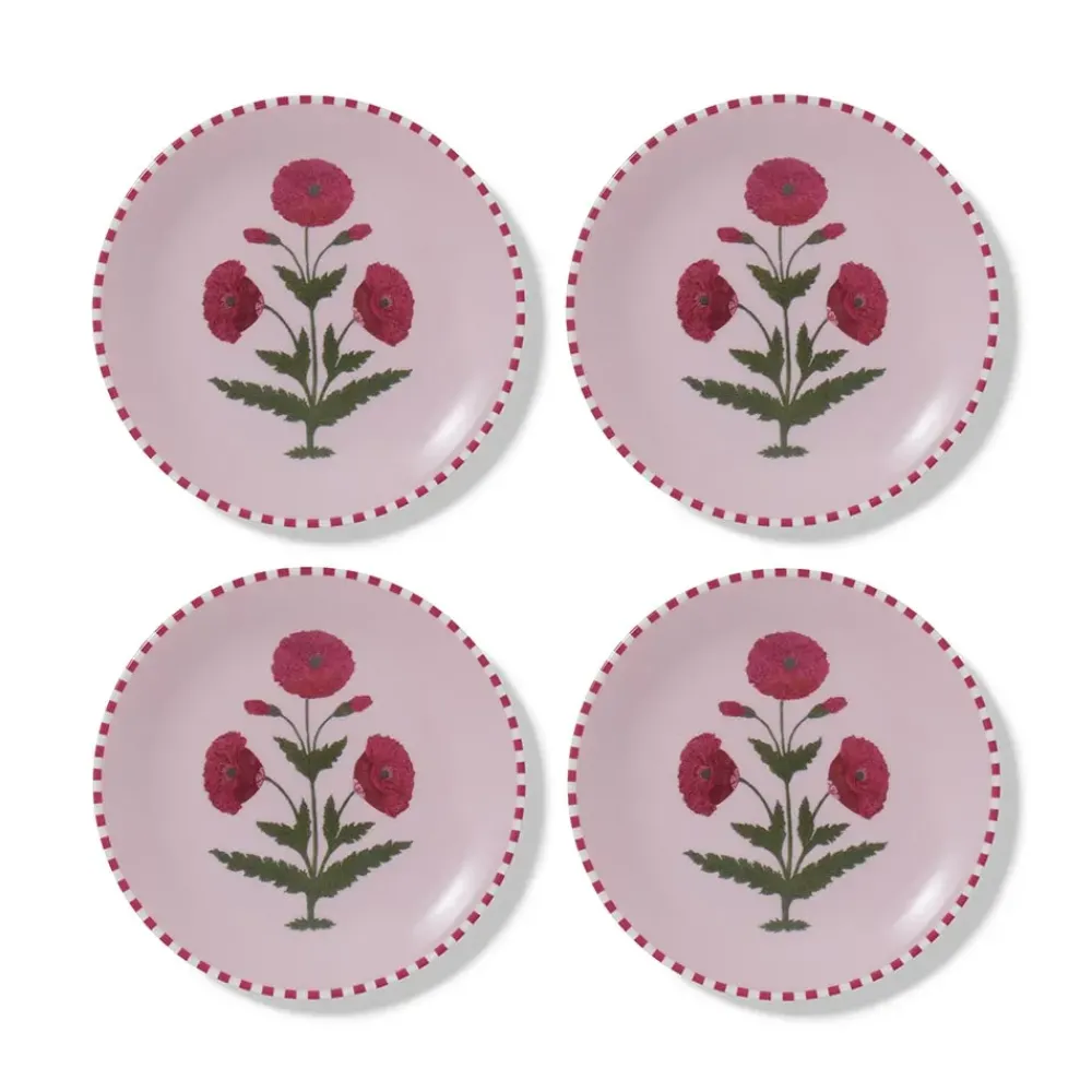 Hot Good Earth Blooming Poppies Salad Plate Set Tableware