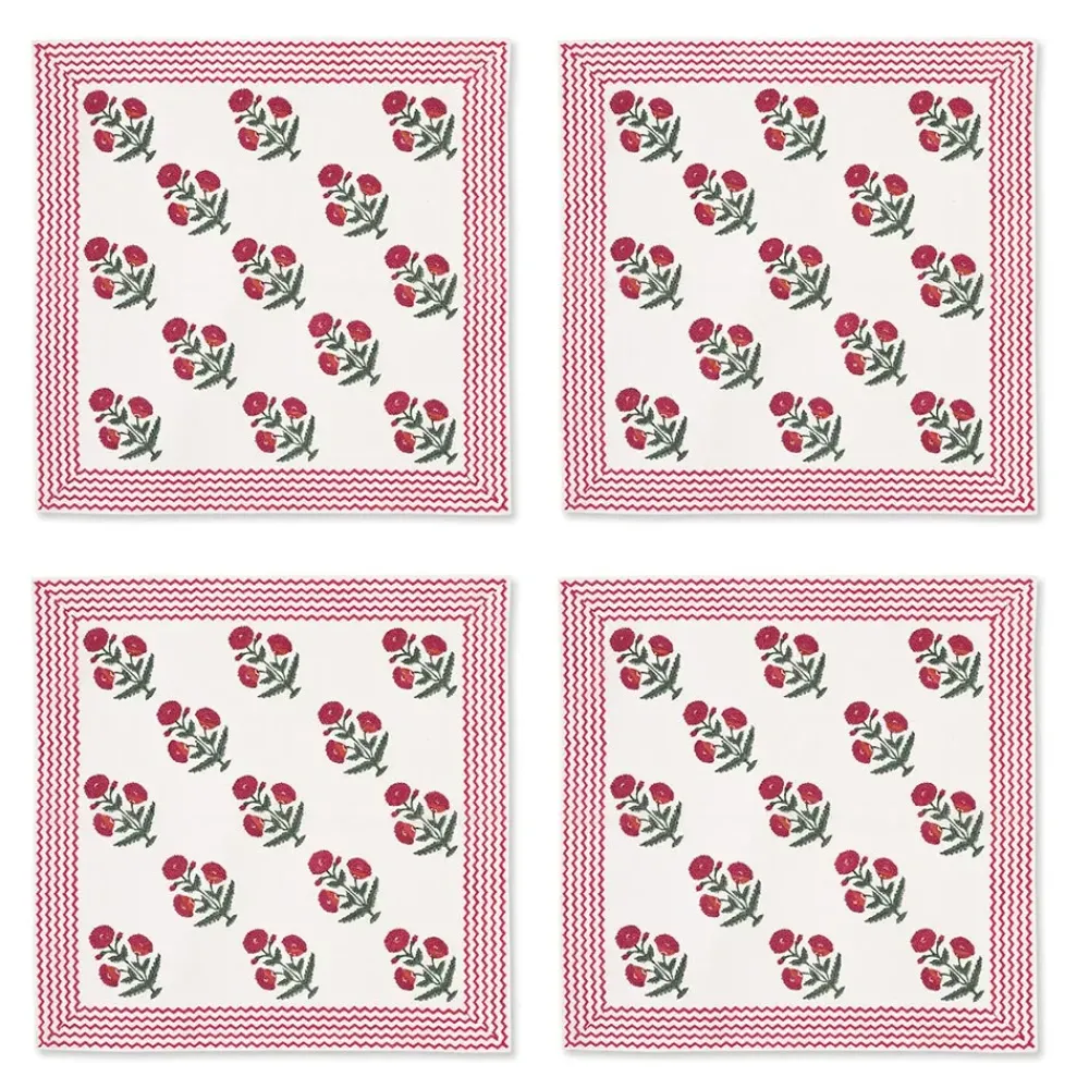 Outlet Good Earth Blooming Poppies Napkin Set Tableware