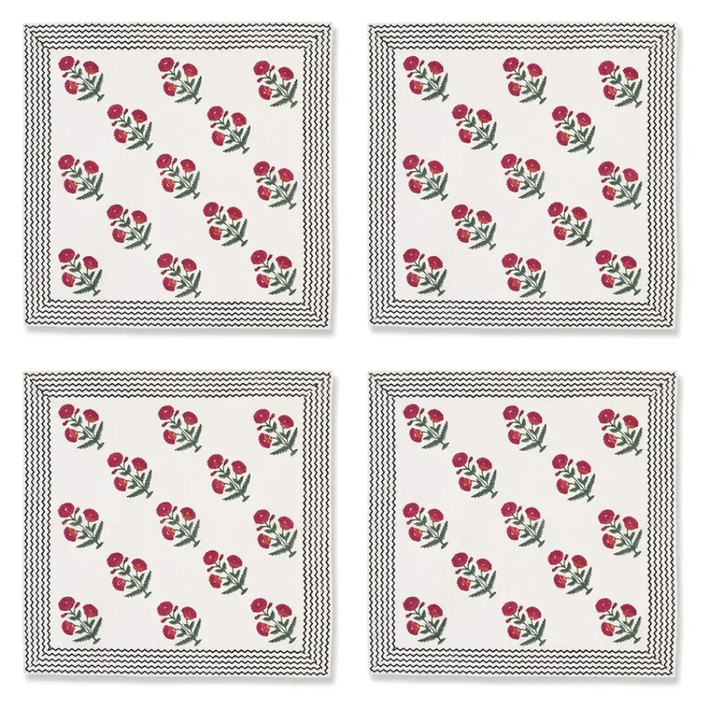 Outlet Good Earth Blooming Poppies Napkin Set Tableware