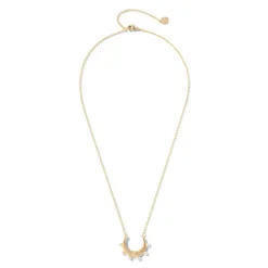 Fashion Hammered Crescent Pearl Pendant Necklace Necklaces