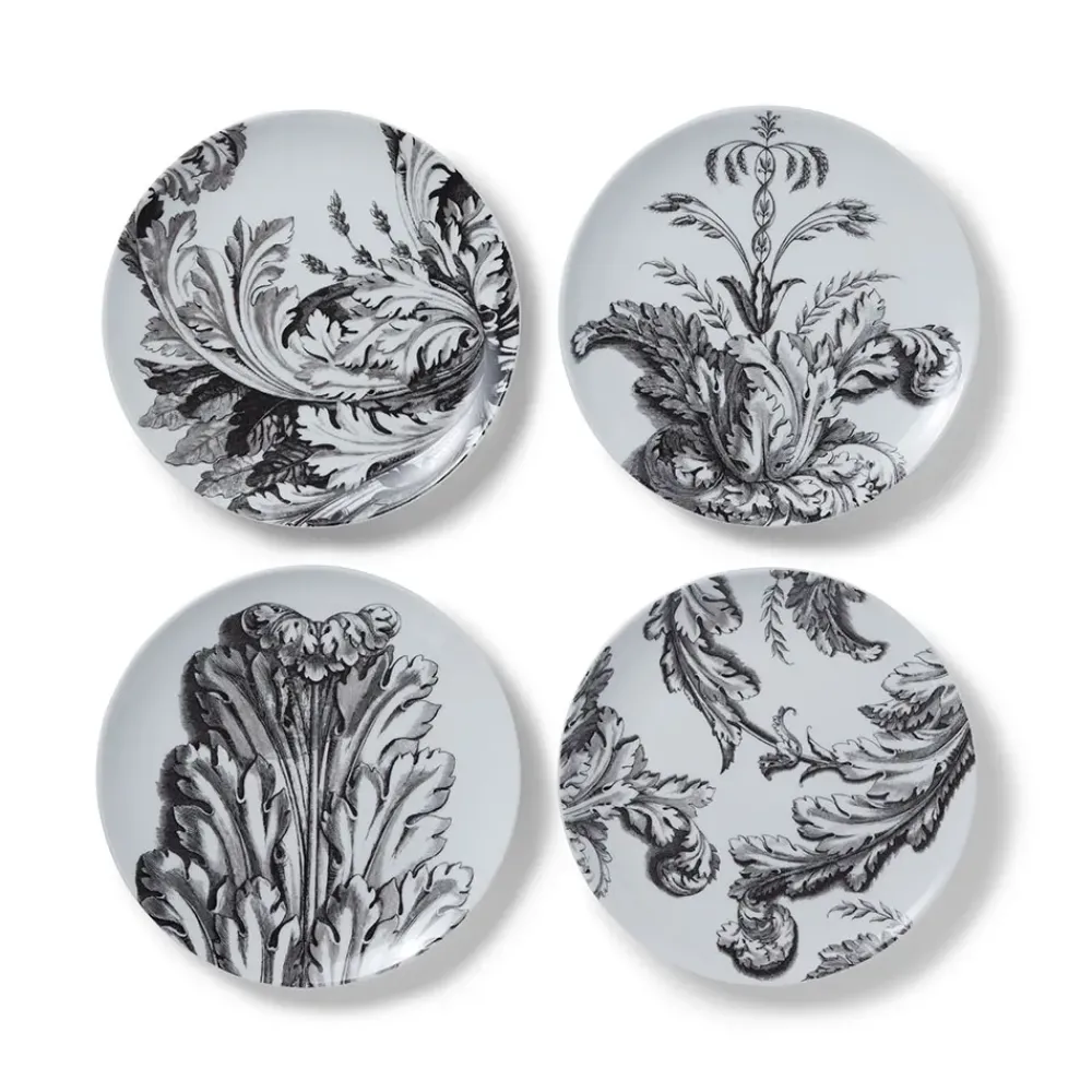 New Italian Etched Leaves Side Plate Set Tableware