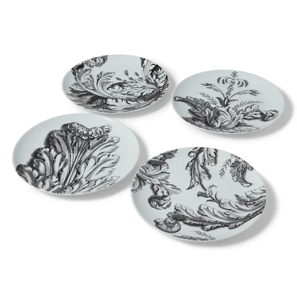 New Italian Etched Leaves Side Plate Set Tableware