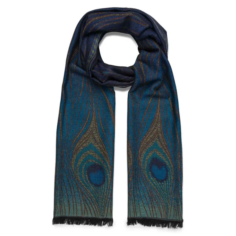 Sale Louis C. Tiffany Peacock Feather Wool-Blend Shawl Scarves & Wraps