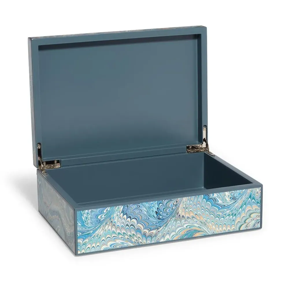 Discount Marbled Paper Rectangular Lacquer Box Decorative Accents