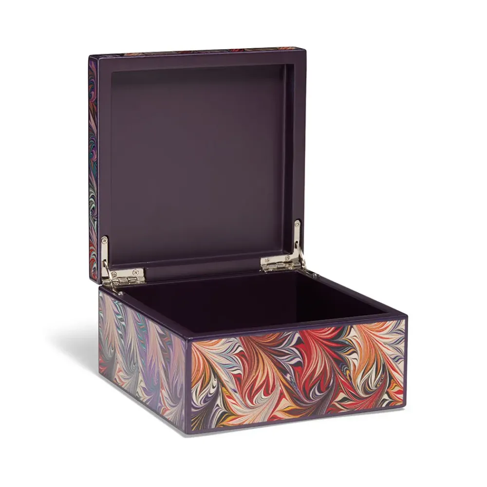 Best Marbled Paper Square Lacquer Box Decorative Accents