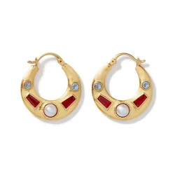 Clearance Medieval Stone Crescent Hoop Earrings Earrings