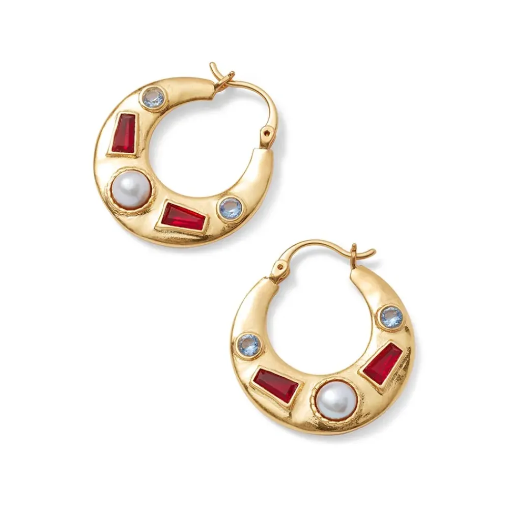 Clearance Medieval Stone Crescent Hoop Earrings Earrings