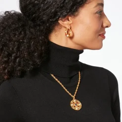 Clearance Medieval Stone Crescent Hoop Earrings Earrings